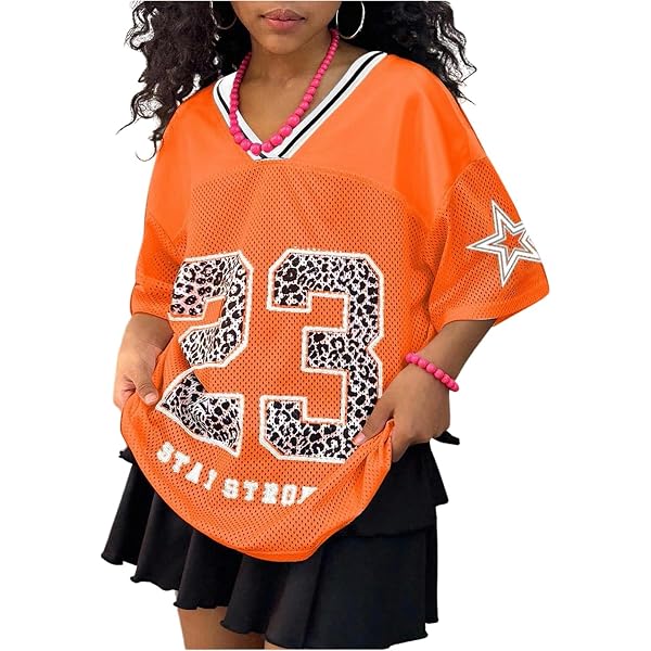 Amazon.com: Verdusa Girl's Jersey Shirts Oversized Y2K Graphic
